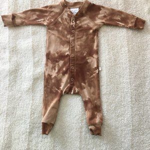 Jax & Lennon brown stonewash long sleeve romper
